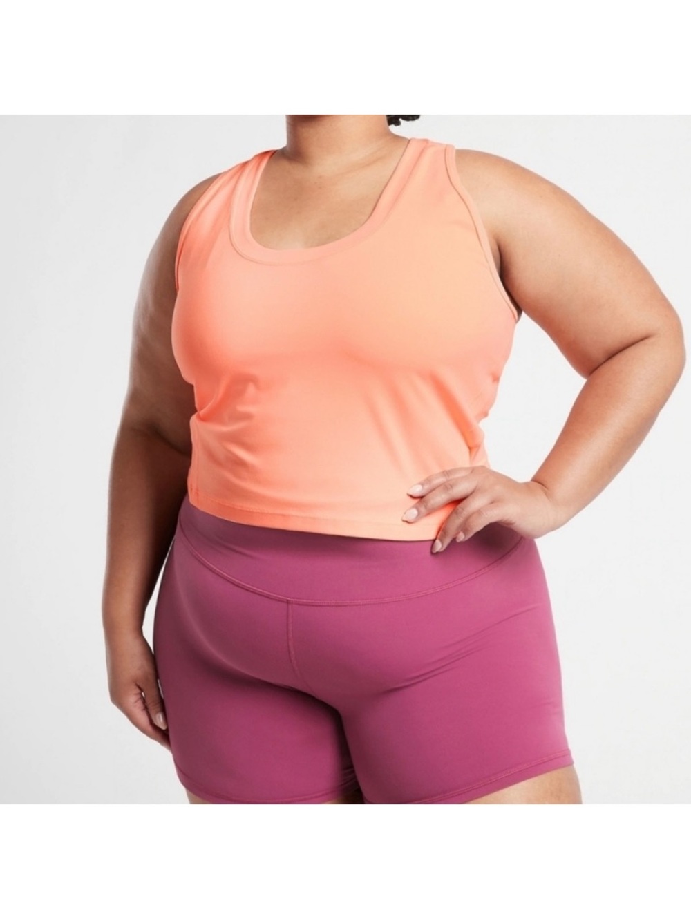 ATHLETA Shanti Crop Tank 3.0 in Light Peach / Melon Color